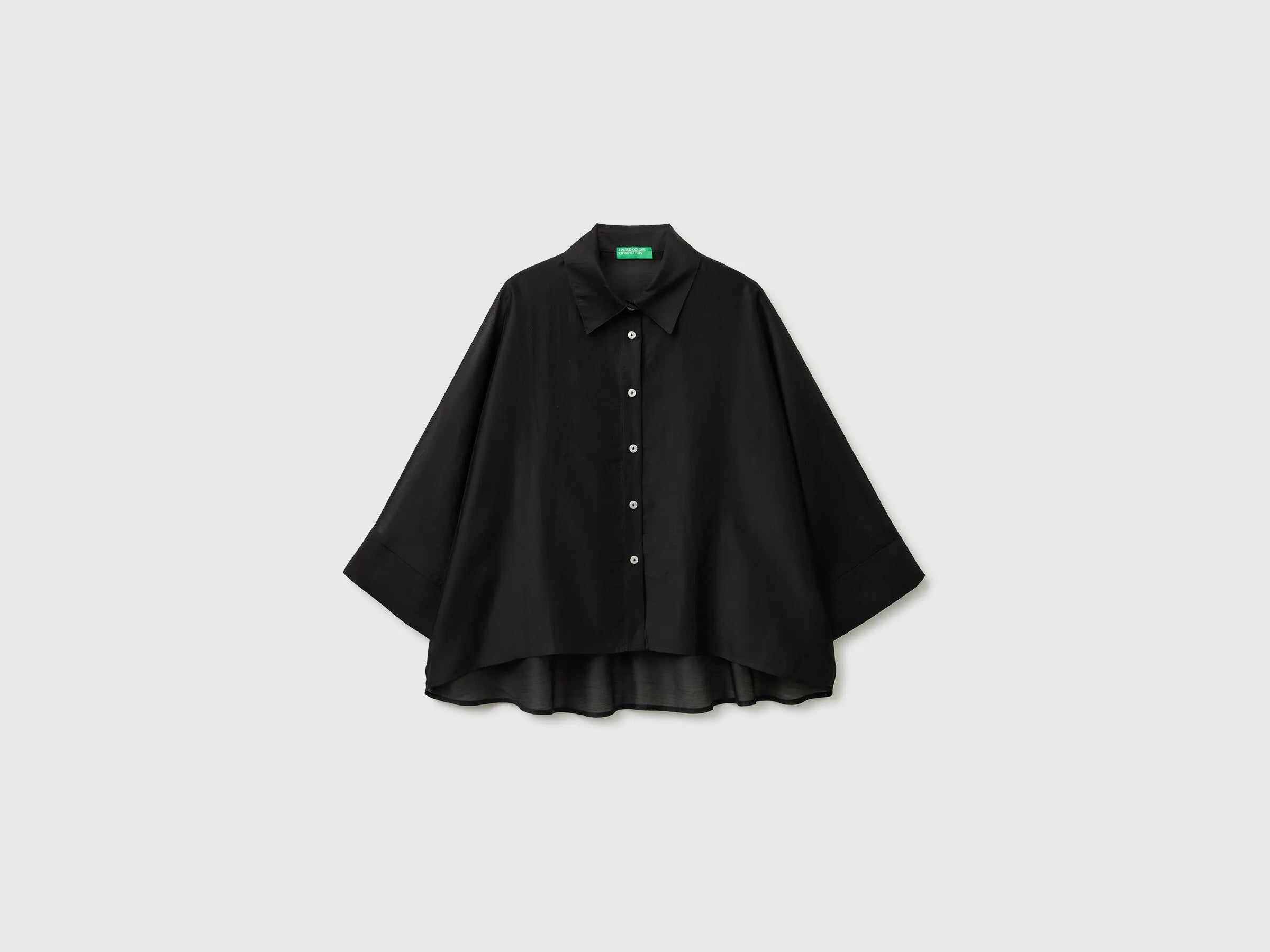 Benetton Black Women Flowing Shirt SKU: 5UOCDQ0E6_100 Image 01
