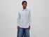 Benetton Sky Blue Women Oversized Striped Shirt SKU: 5UPCDQ0F7_901 Image 01