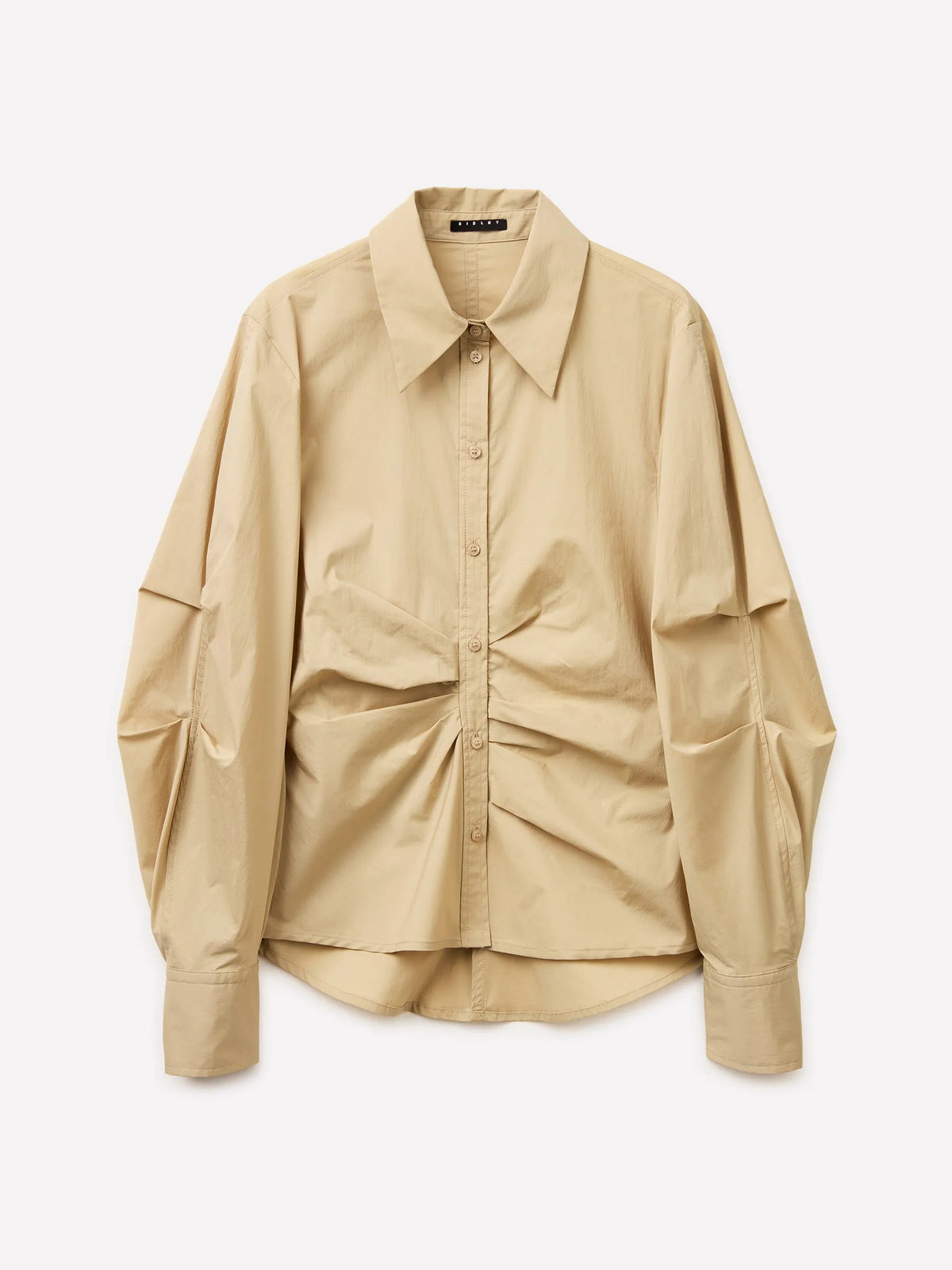 Sisley Beige Women Slim Fit Shirt with Gathers SKU: 5V5TLQ0AE_191 Image 01