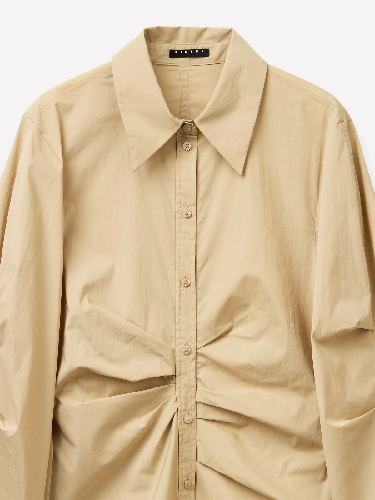Sisley Beige Women Slim Fit Shirt with Gathers SKU: 5V5TLQ0AE_191 Image 03