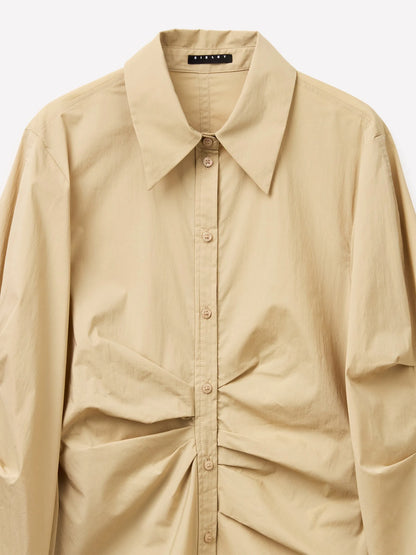 Sisley Beige Women Slim Fit Shirt with Gathers SKU: 5V5TLQ0AE_191 Image 03