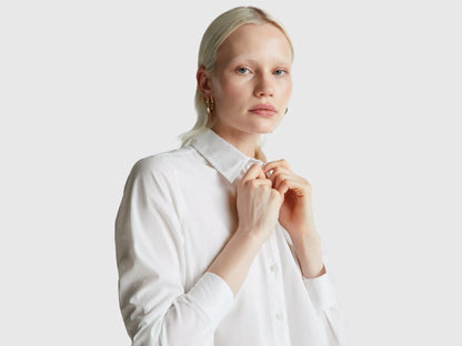 Benetton White Women Regular Fit Shirt in Lightweight Cotton SKU: 5WPQDQ0AX_101 Image 04