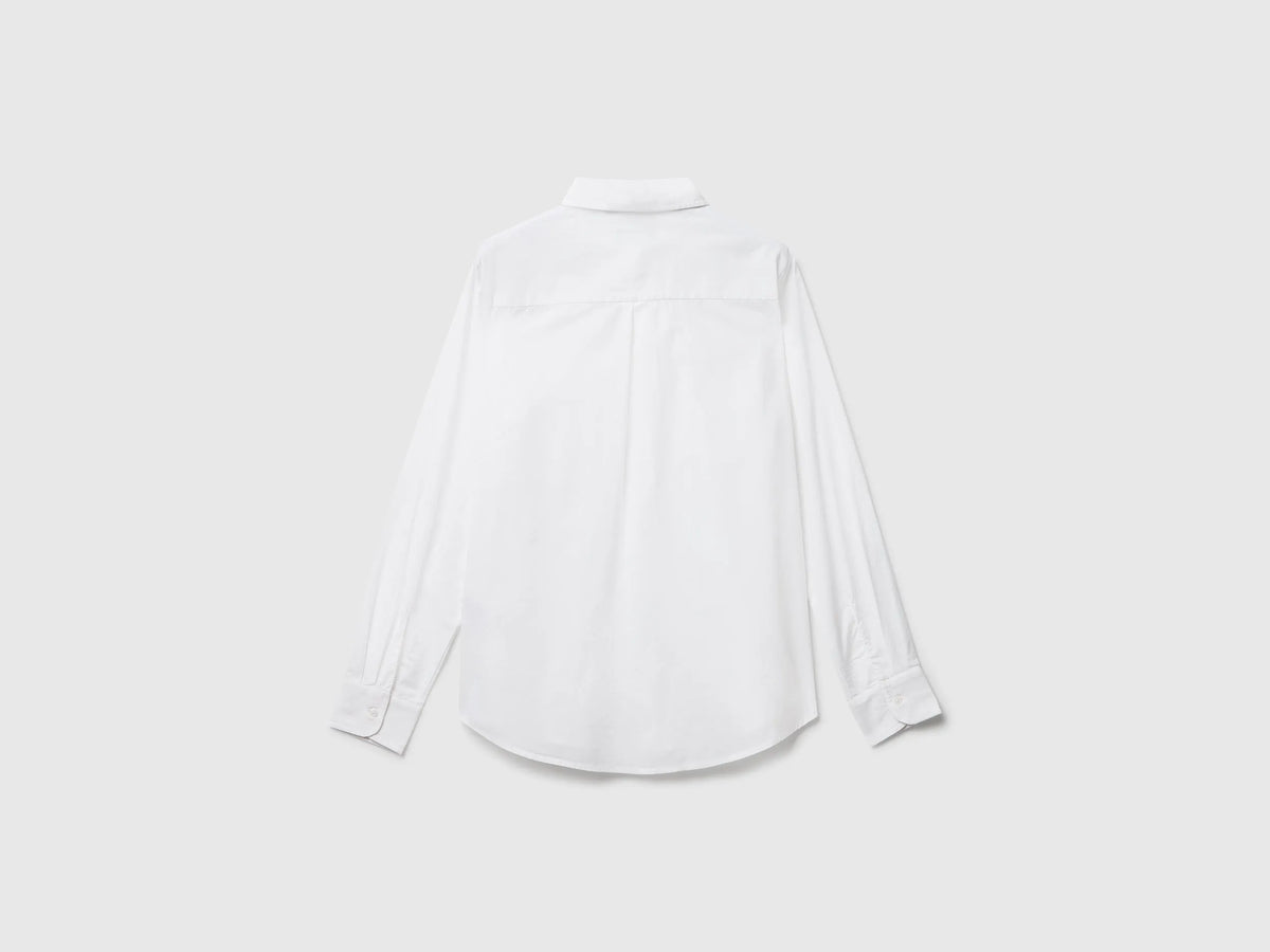 Benetton White Women Regular Fit Shirt in Lightweight Cotton SKU: 5WPQDQ0AX_101 Image 06