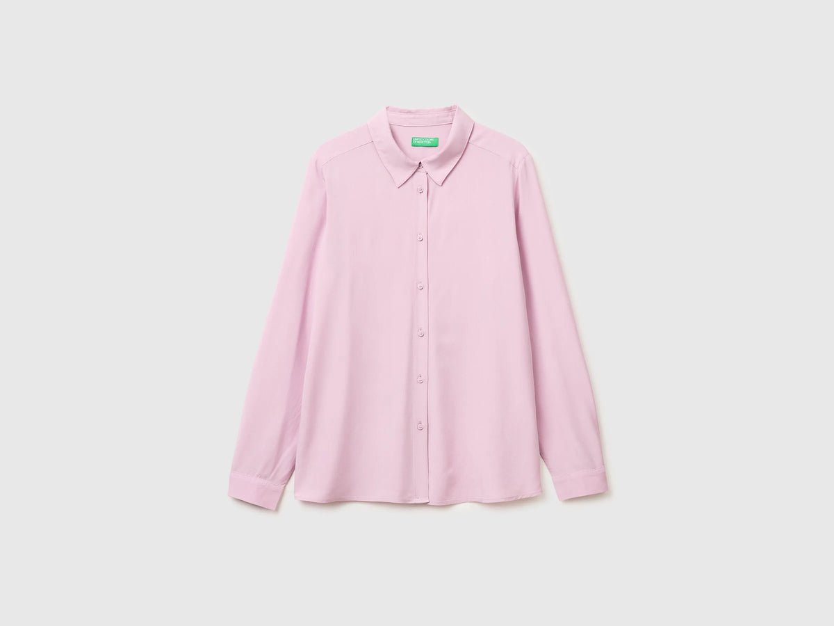 Benetton Pink Women Regular Fit Flowy Shirt SKU: 5WPWDQ0B0_0K3 Image 01