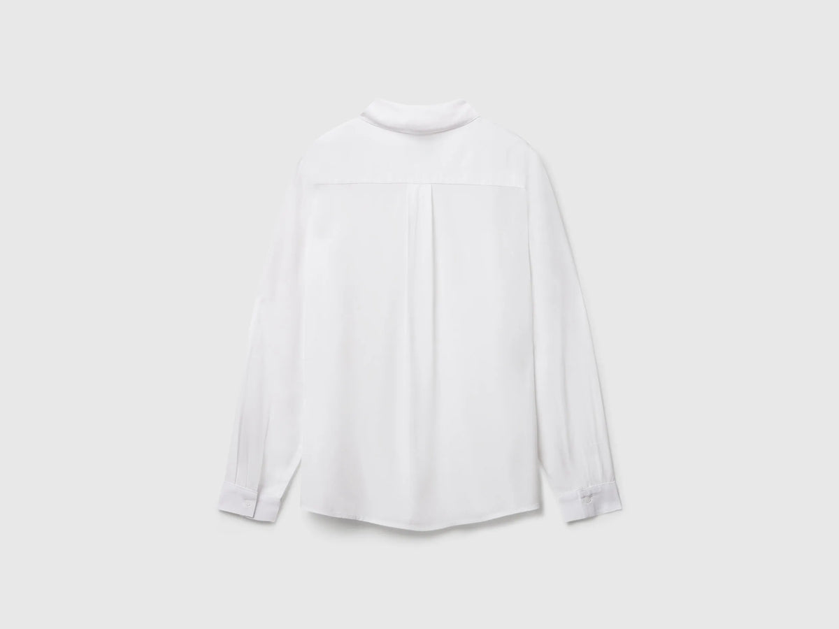 Benetton White Women Regular Fit Shirt in Viscose SKU: 5WPWDQ0B0_101 Image 04