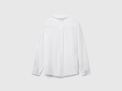 Benetton White Women Regular Fit Shirt in Viscose SKU: 5WPWDQ0B0_101 Image 04