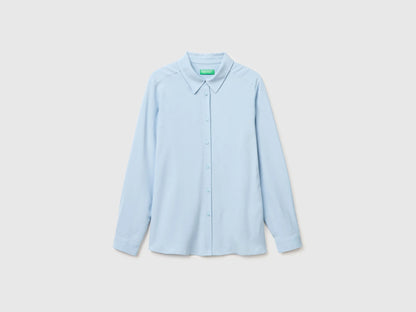 Benetton Light Blue Women Regular Fit Flowy Shirt SKU: 5WPWDQ0B0_12C Image 01