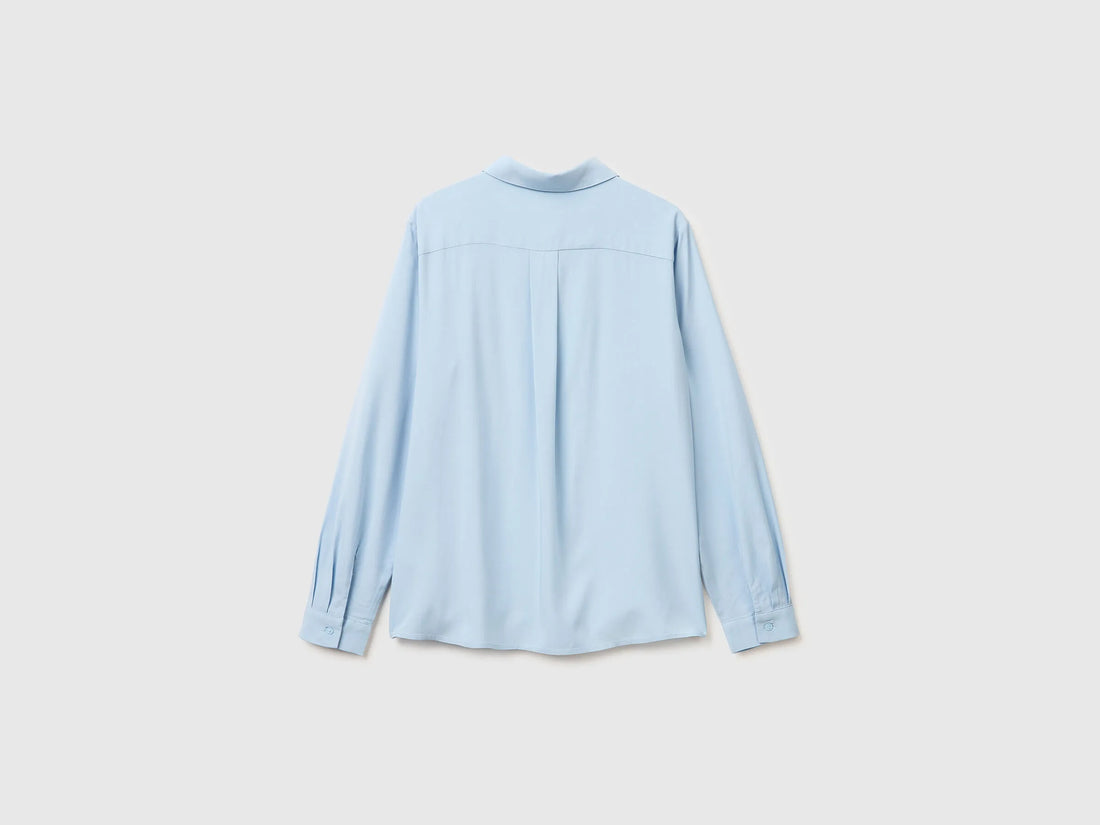 Benetton Light Blue Women Regular Fit Flowy Shirt SKU: 5WPWDQ0B0_12C Image 02