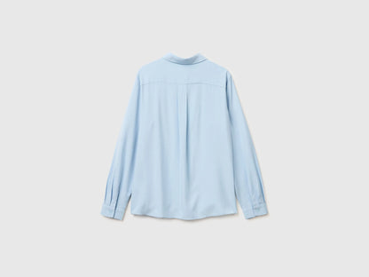Benetton Light Blue Women Regular Fit Flowy Shirt SKU: 5WPWDQ0B0_12C Image 02