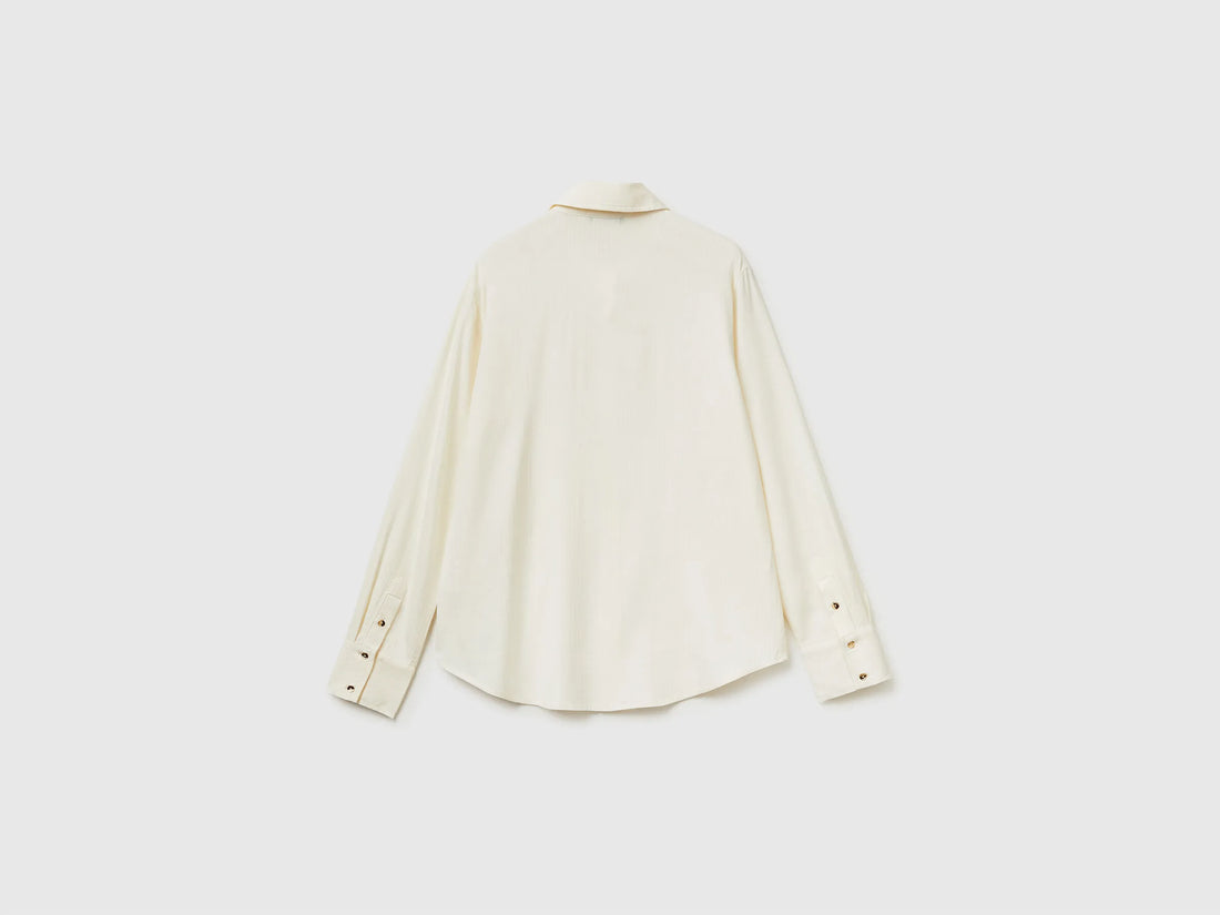 Benetton Creamy White Women Flowing Striped Shirt SKU: 5X0VDQ0DC_6R2 Image 02