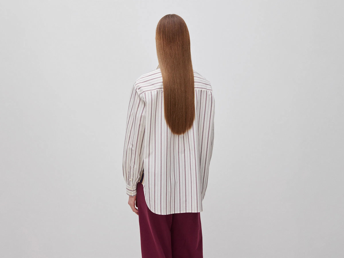 Benetton Creamy White Women Striped Shirt with Side Band SKU: 5X20DQ0DJ_901 Image 02