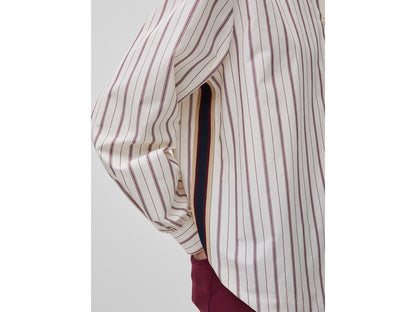 Benetton Creamy White Women Striped Shirt with Side Band SKU: 5X20DQ0DJ_901 Image 04