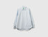 Benetton Light Blue Women Striped Shirt with Side Band SKU: 5X20DQ0DJ_903 Image 01
