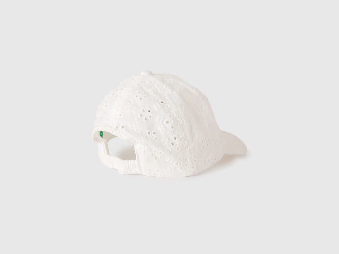 Benetton White Girls Baseball Cap with Sangallo Lace SKU: 62LARA00I_101 Image 02