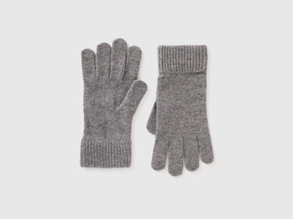 Benetton Dark Gray Men 100% Wool Gloves SKU: 63UWVG001_507 Image 01