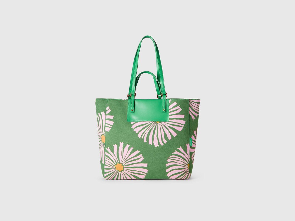 Benetton_Green Tote Bag with Flower Print_66GRDY07W_0R8_02