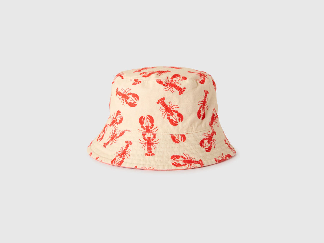 Benetton Orange Coral Boys Reversible Bucket Hat SKU: 674BRA00L_35Q Image 02