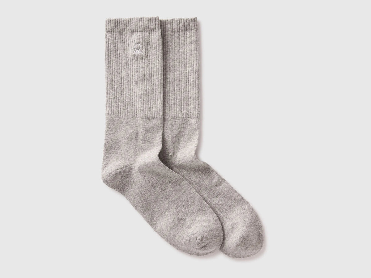 Benetton Light Gray Men, Women Mid-Calf Terry Socks SKU: 6AO4V7006_501 Image 01