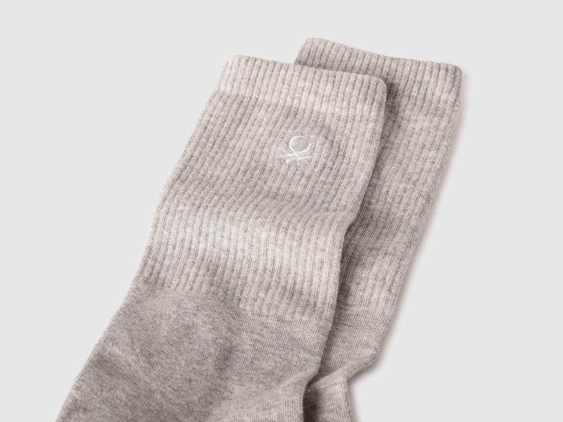 Benetton Light Gray Men, Women Mid-Calf Terry Socks SKU: 6AO4V7006_501 Image 02