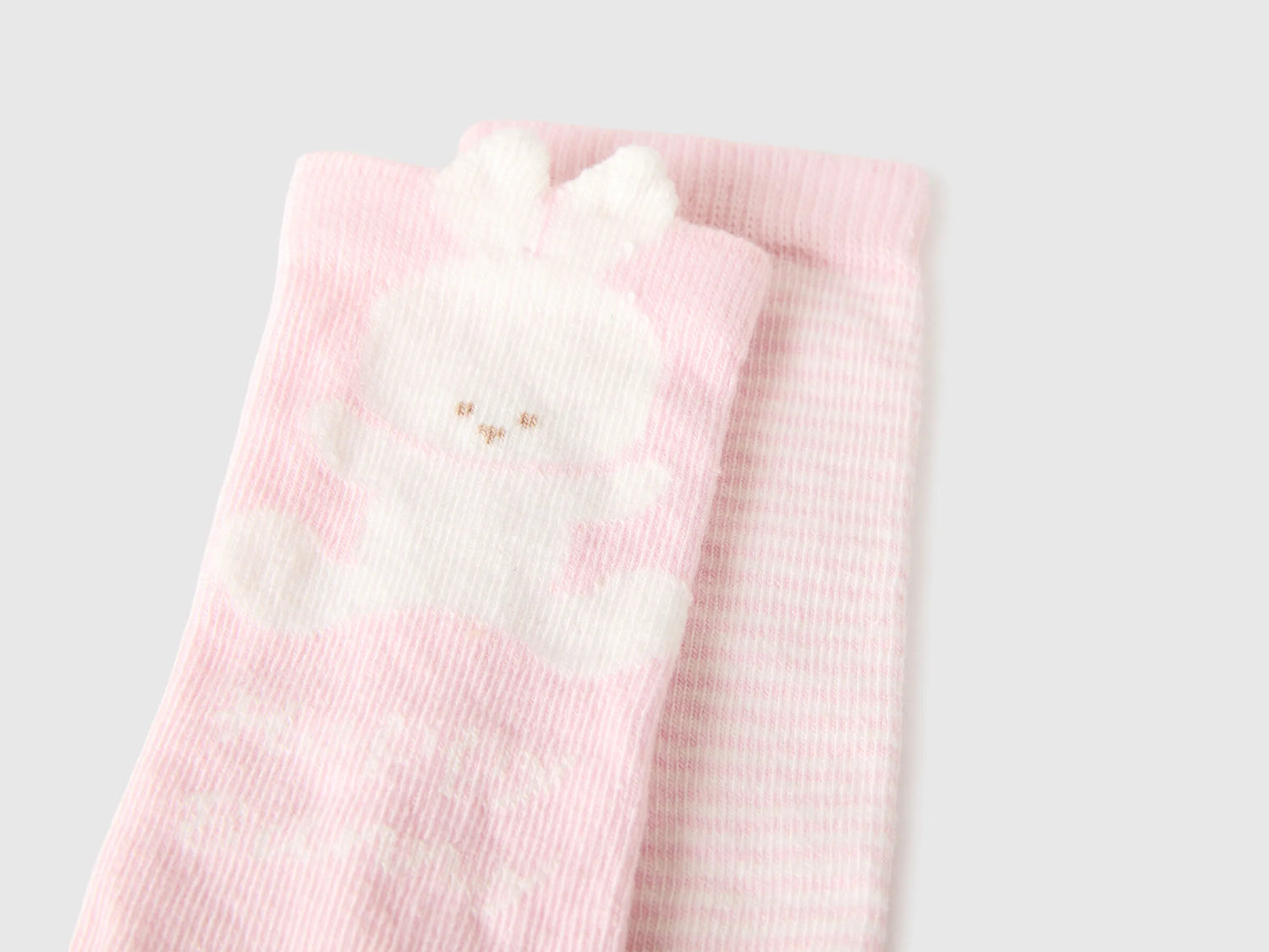 Benetton Pink New Born Set of Socks with Stripes and Bunny SKU: 6AO5R700D_85F Image 02