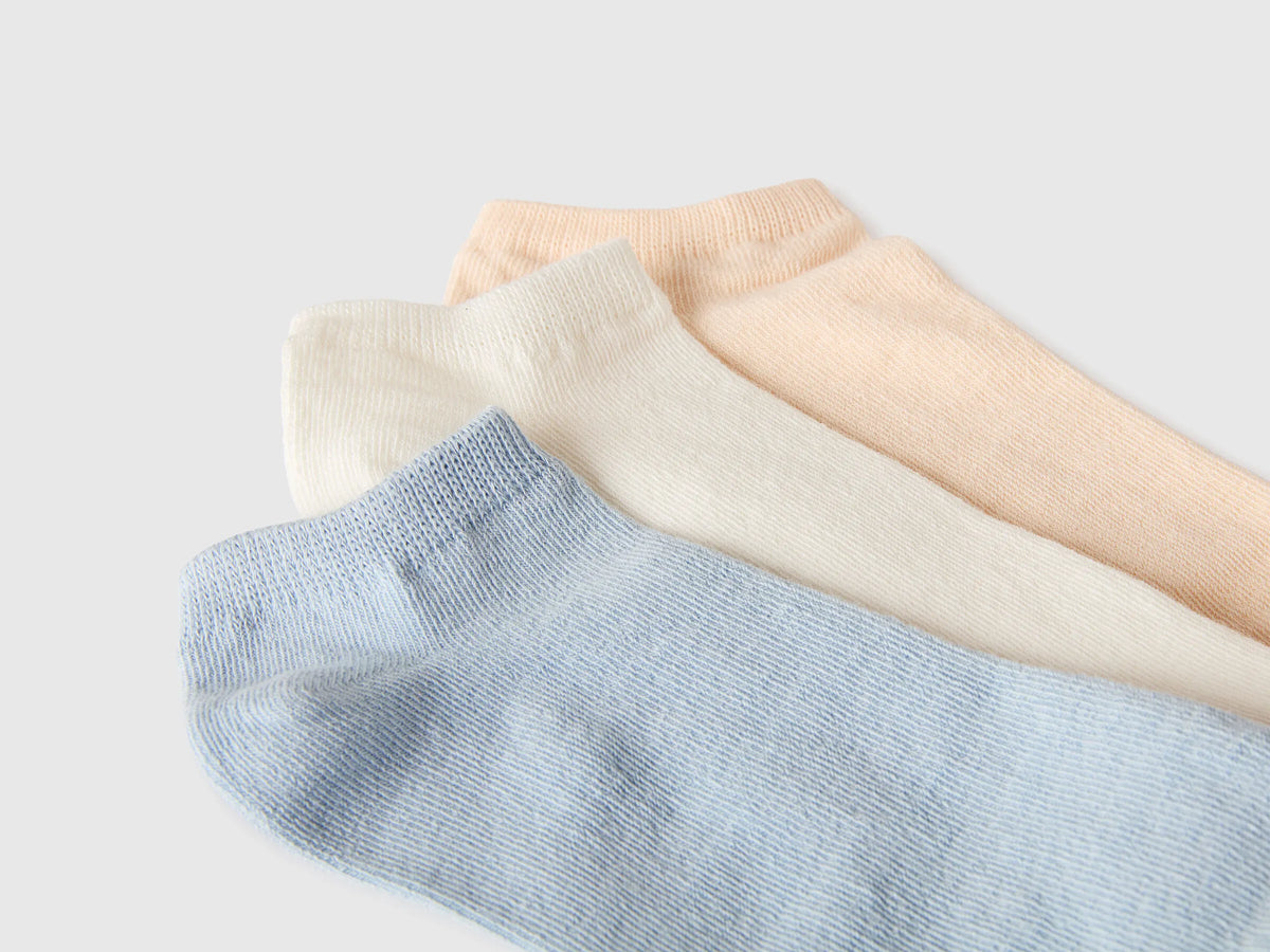 Benetton Multi-color Men, Women Three Pairs of Plain Short Socks SKU: 6GRDV7001_905 Image 02