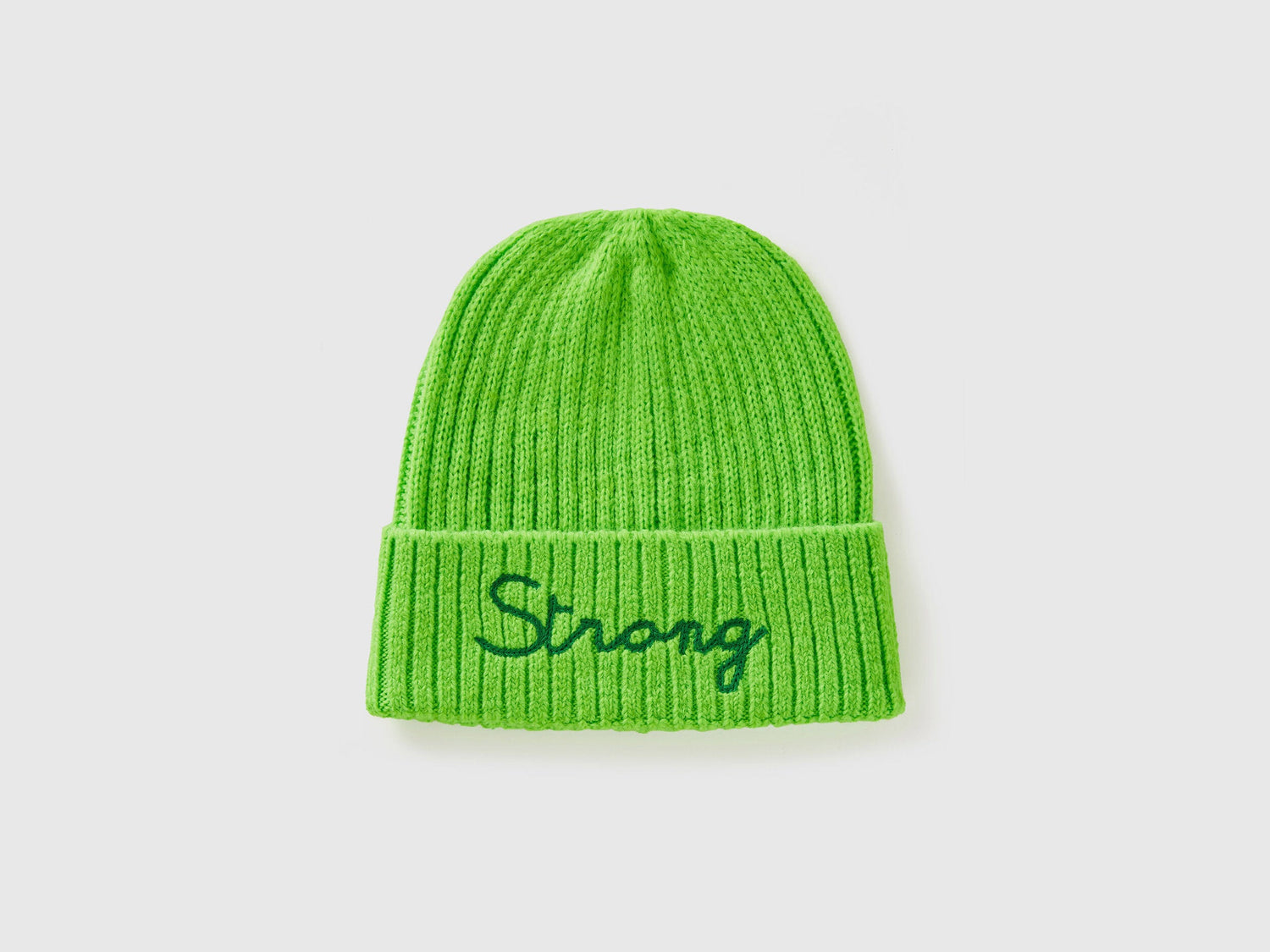 Neon Green Beanie with Embroidery_6LOWCA02J_40A_01