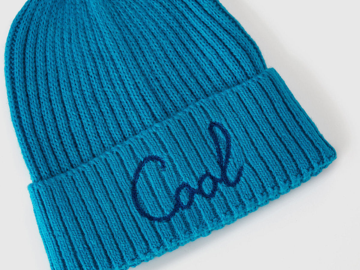 Neon Light Blue Beanie with Embroidery_6LOWCA02J_40P_03