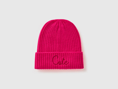 Neon Pink Beanie with Embroidery_6LOWDA015_40F_01