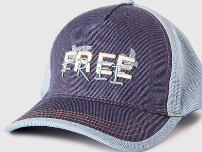 Benetton Blue Boys Denim Baseball Cap with Slogan SKU: 6QJ5RA008_901 Image 03