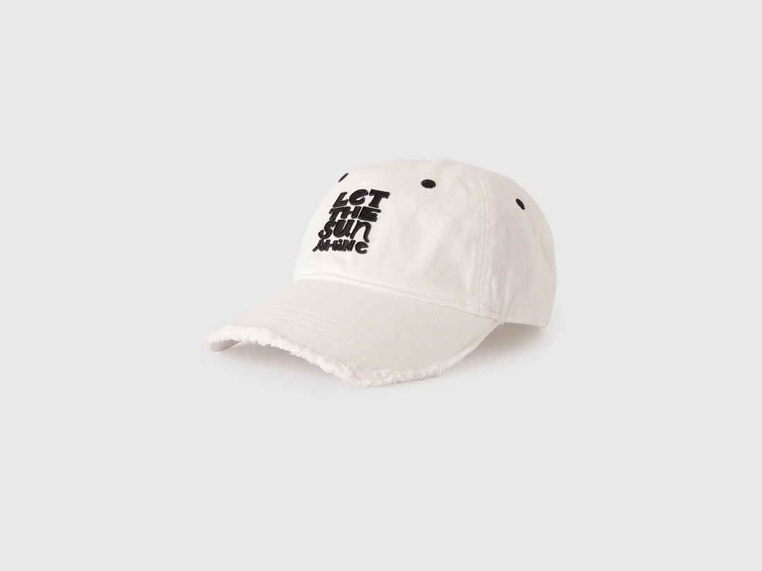 Benetton White Women Baseball Cap with 3D Application SKU: 6T86VA00D_101 Image 01