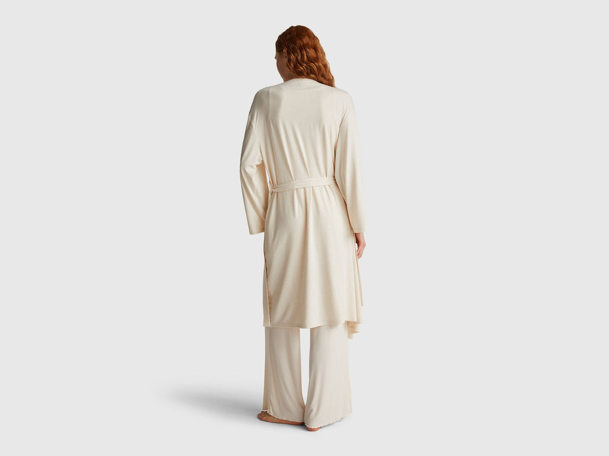 Benetton_Beige_Stretch Viscose Blend Dressing Gown_6TEV1C00D_901_02