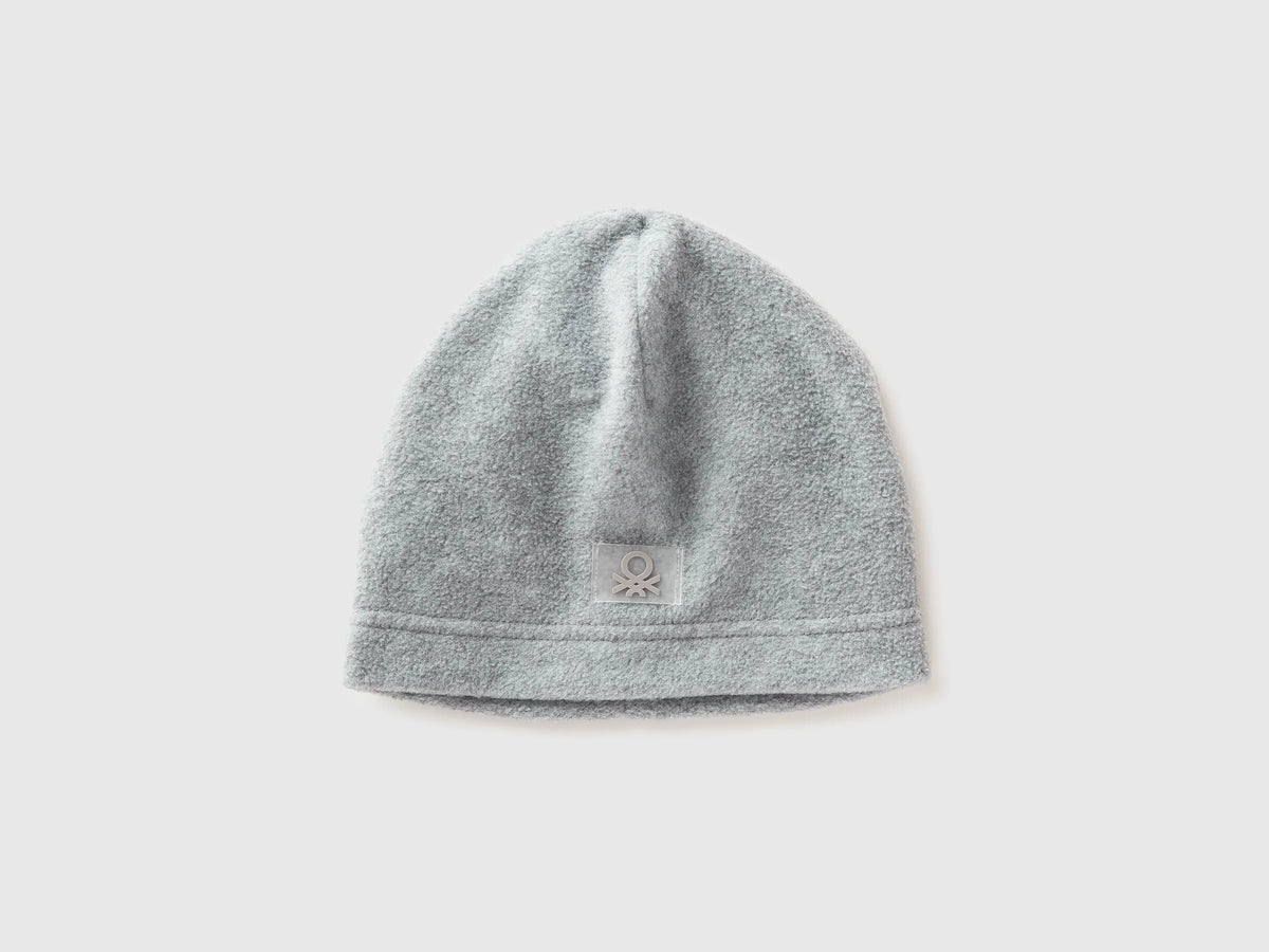 Benetton_Light Gray_Fleece Logo Beanie_6U87GA01M_501_01
