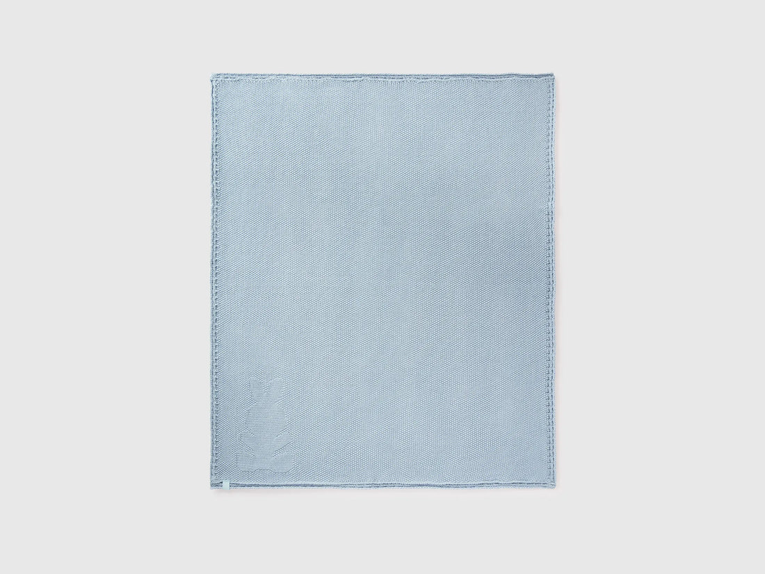Benetton Sky Blue New Born Knit Cotton Blanket SKU: 6UHXA800S_33W Image 02