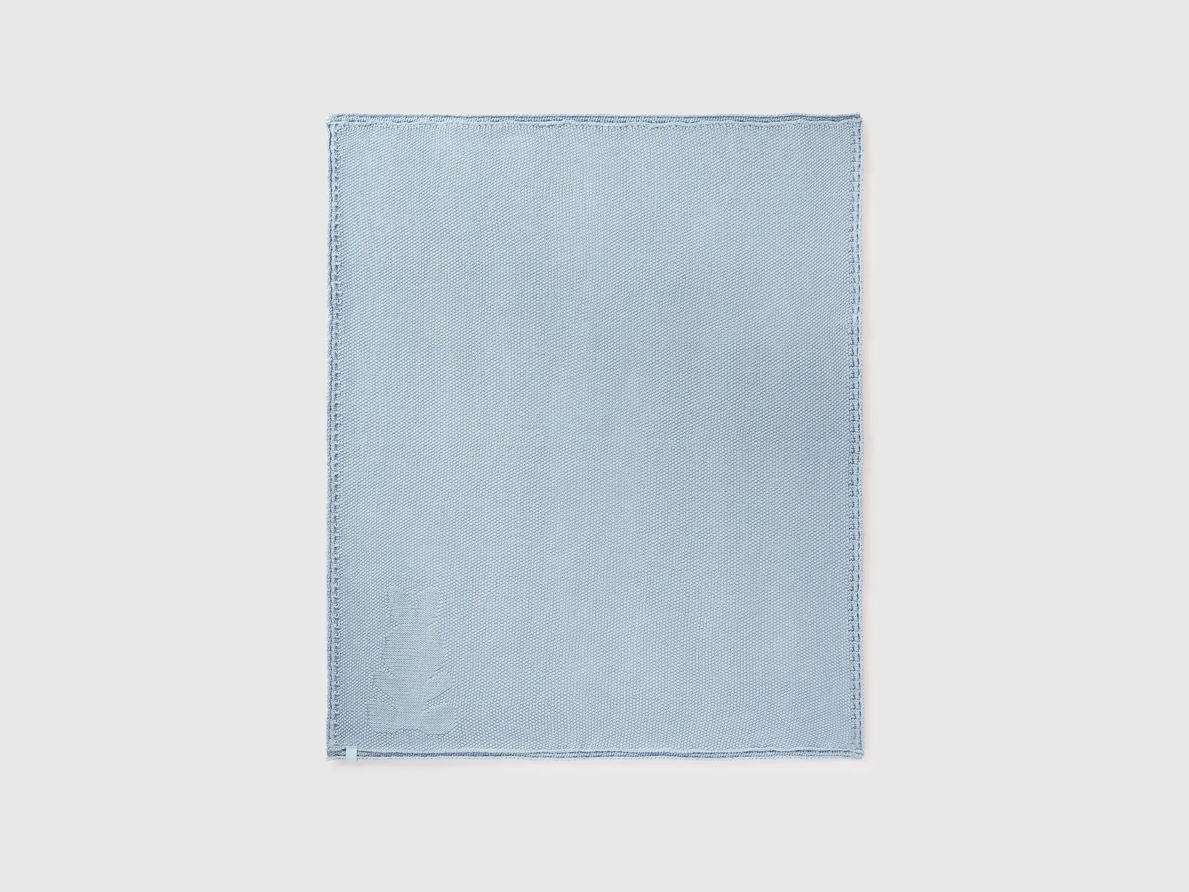 Benetton Sky Blue New Born Knit Cotton Blanket SKU: 6UHXA800S_33W Image 02