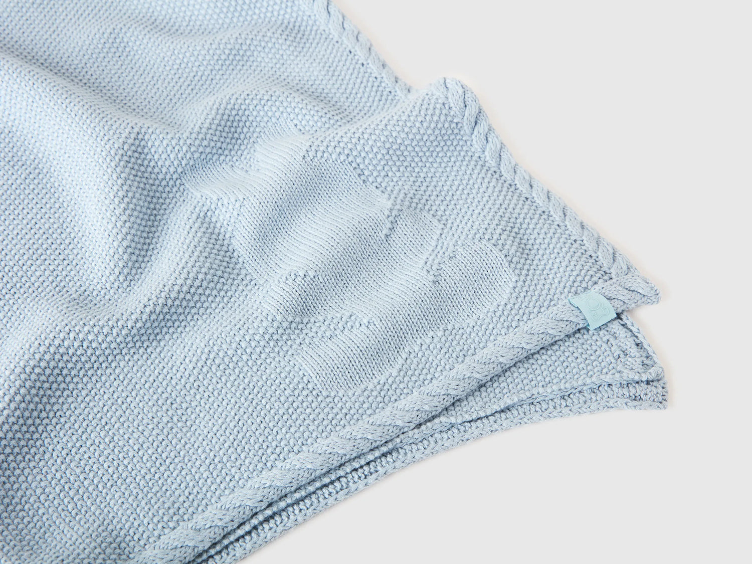 Benetton Sky Blue New Born Knit Cotton Blanket SKU: 6UHXA800S_33W Image 03