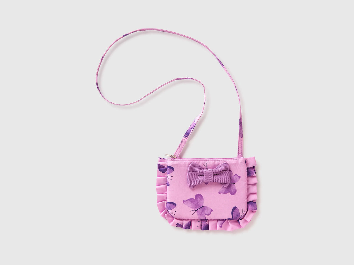 Benetton Pink Girls Bag with Rouches and Bow SKU: 6W20RY003_63A Image 01