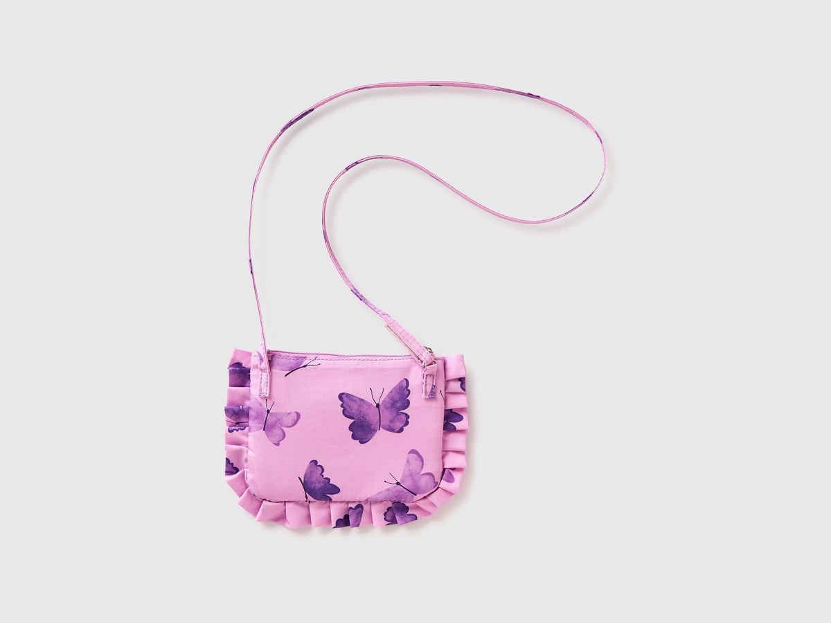 Benetton Pink Girls Bag with Rouches and Bow SKU: 6W20RY003_63A Image 02