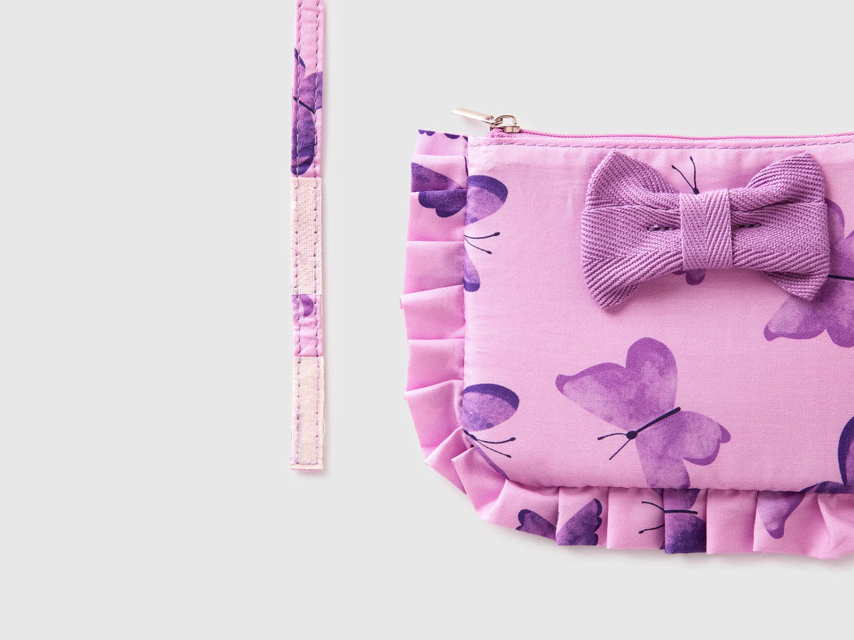 Benetton Pink Girls Bag with Rouches and Bow SKU: 6W20RY003_63A Image 03