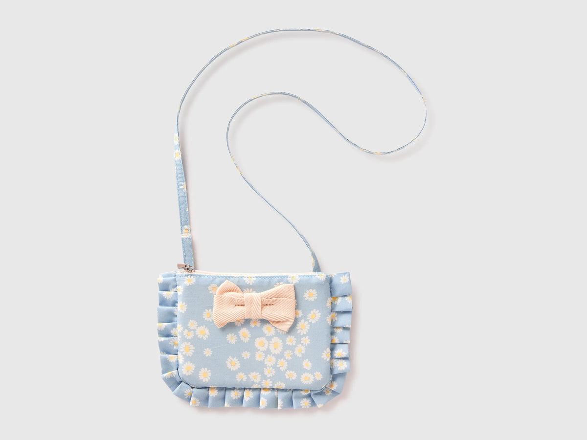 Benetton Sky Blue Girls Bag with Rouches and Bow SKU: 6W20RY003_910 Image 01