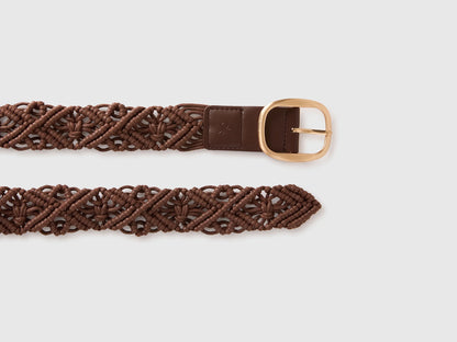 Benetton Brown Women Crochet Belt SKU: 6XGSVL00E_0Y5 Image 03
