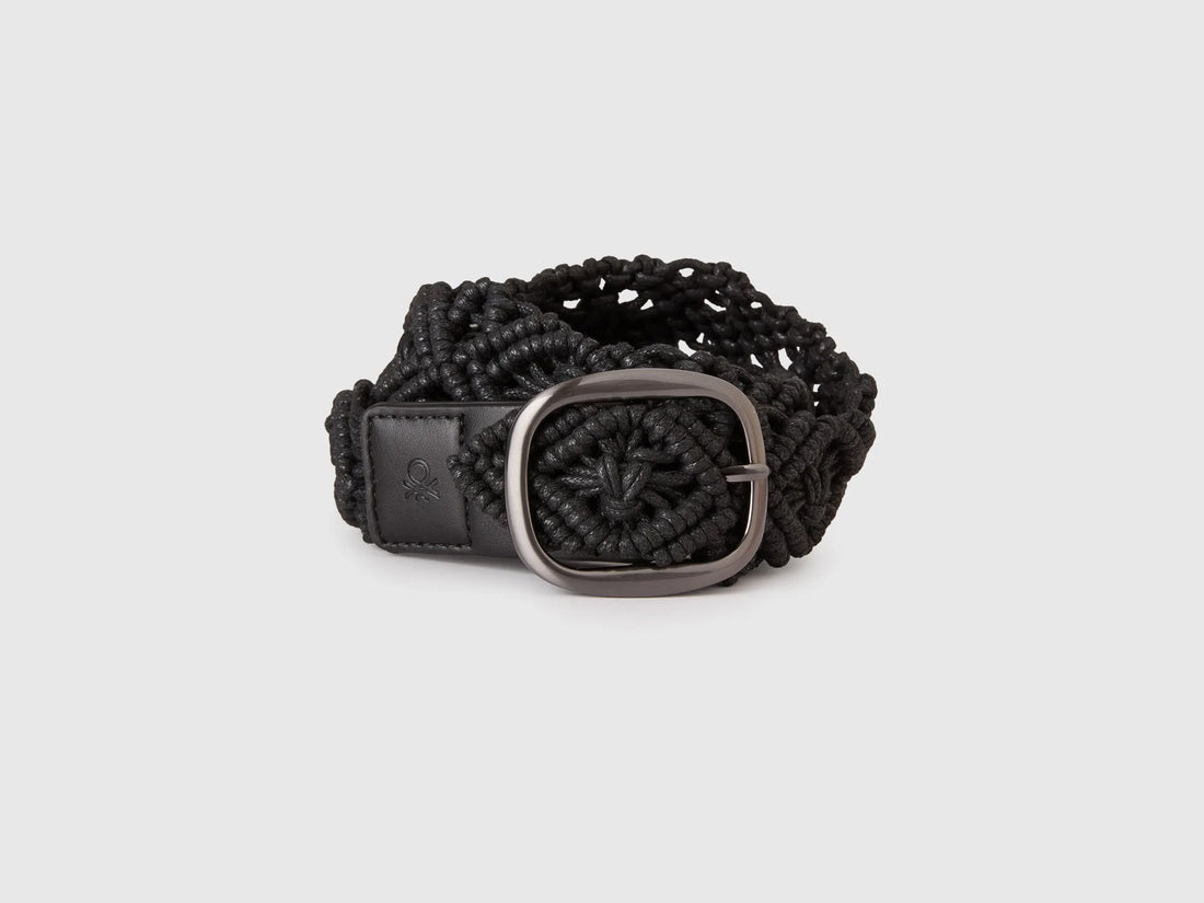 Benetton Black Women Crochet Belt SKU: 6XGSVL00E_100 Image 01