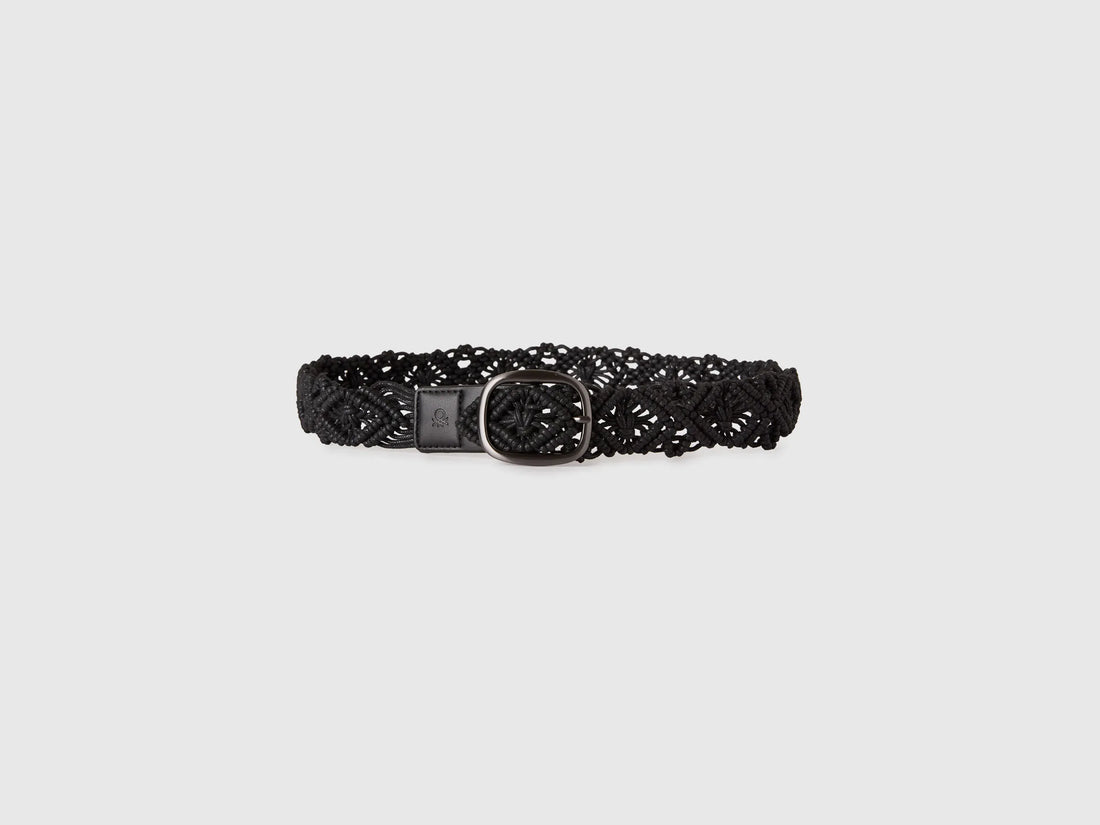 Benetton Black Women Crochet Belt SKU: 6XGSVL00E_100 Image 02