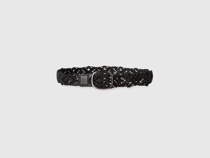 Benetton Black Women Crochet Belt SKU: 6XGSVL00E_100 Image 02