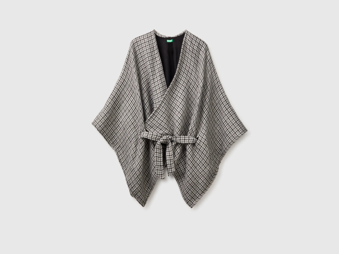 Benetton Black Women Reversible Belted Cape SKU: 6ZYLVU00N_901 Image 01