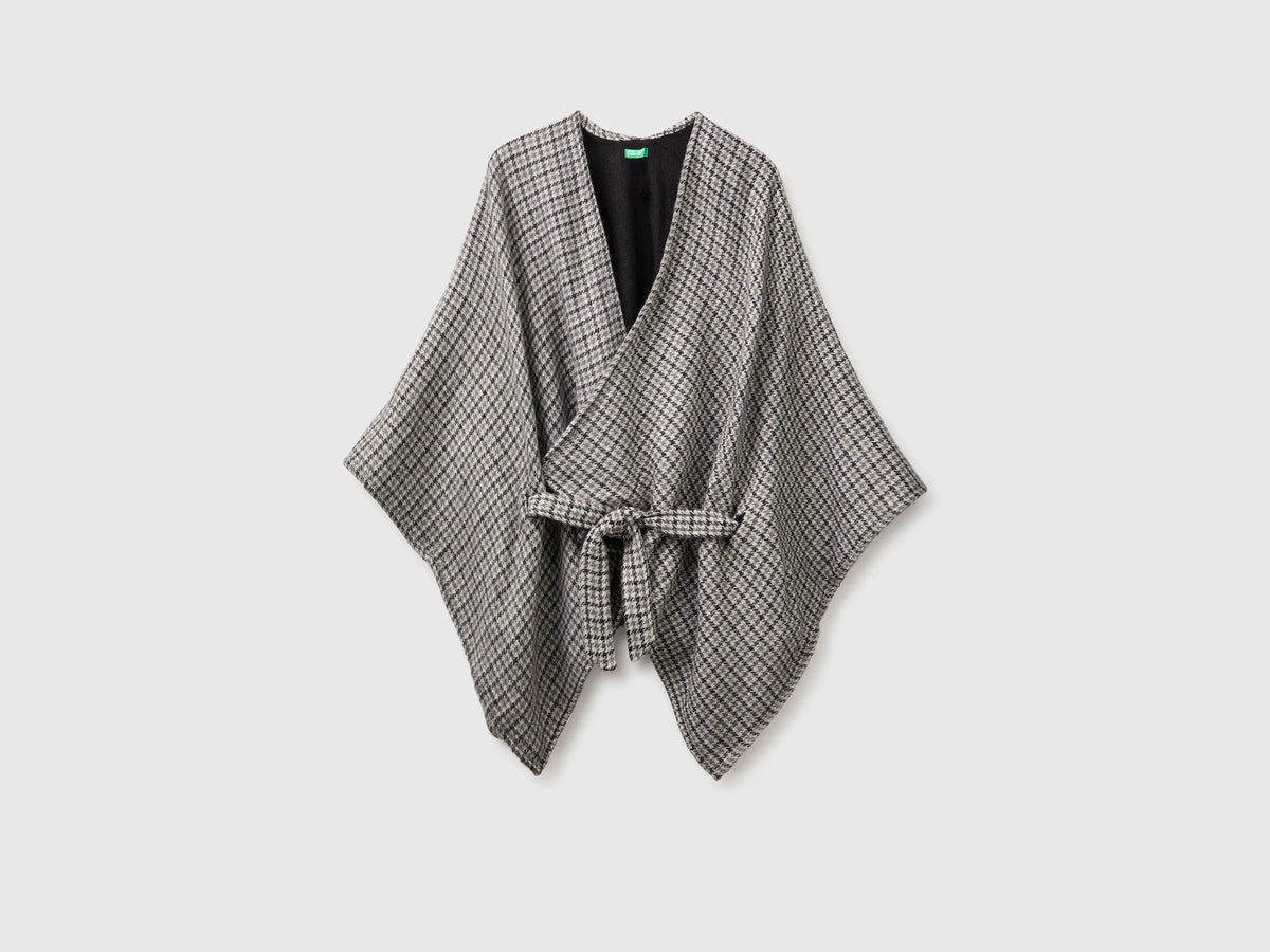 Benetton Black Women Reversible Belted Cape SKU: 6ZYLVU00N_901 Image 01