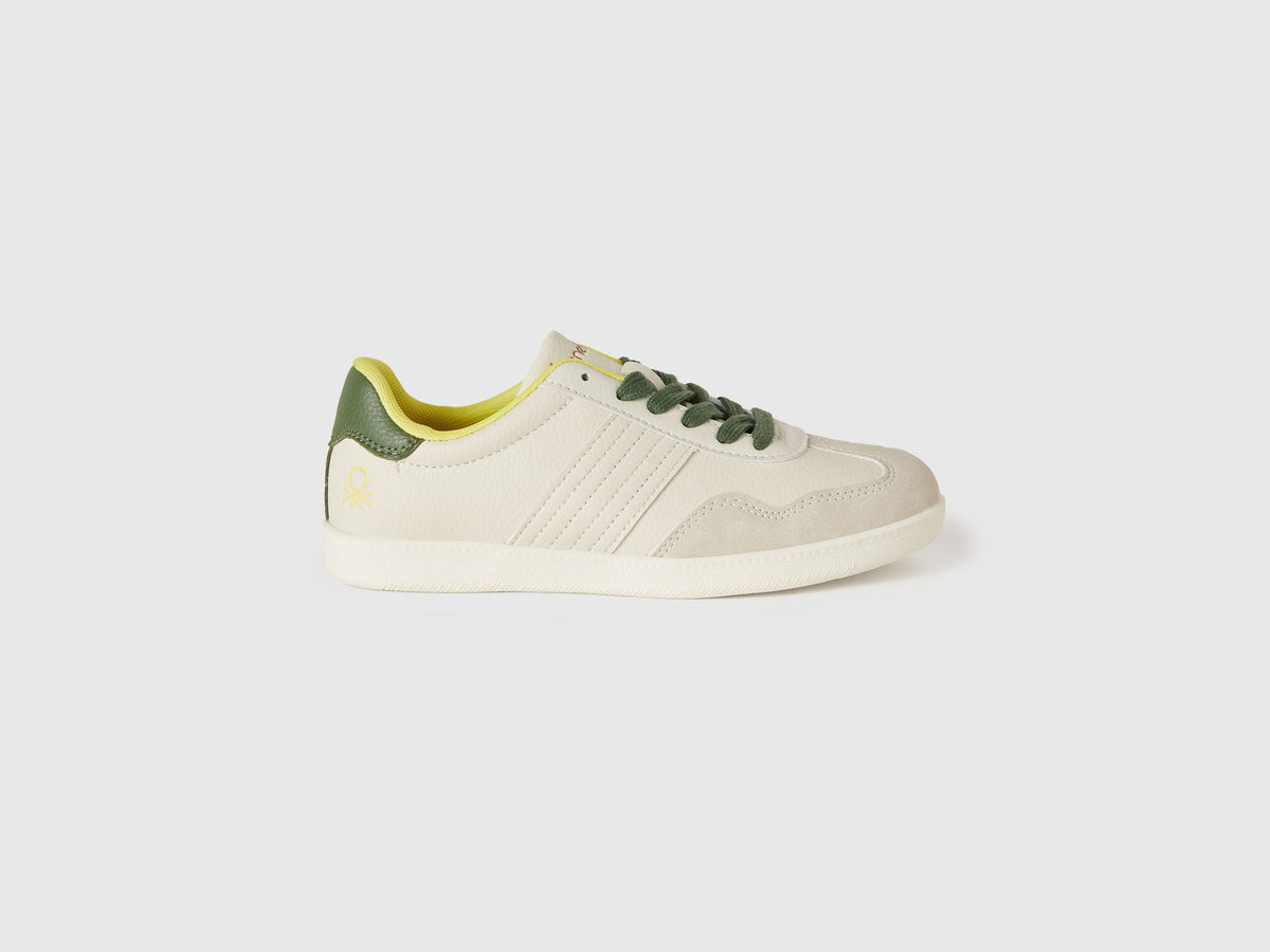 Benetton_Creamy White_Sneakers in Imitation Leather and Suede_8S5VCD01T_074_01
