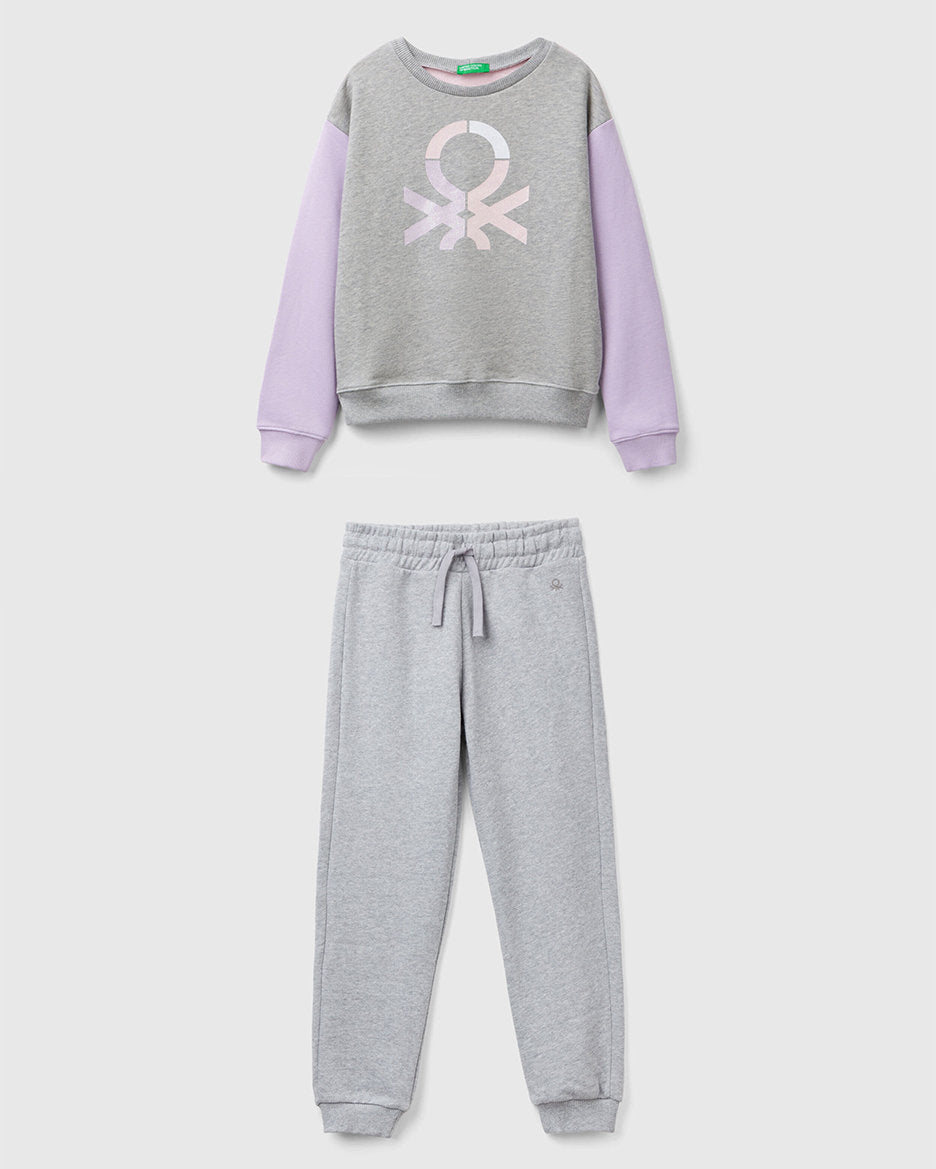 100% Cotton Sweatshirt With Glittery Logo Tracksuit_C10L8-CF02HS_902_01