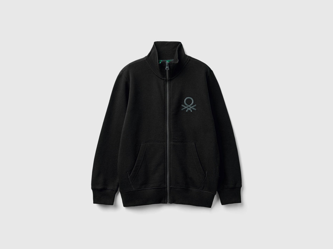 Benetton_Black_Pure Cotton Tracksuit with Zipper_C501B-CF058S_100_02
