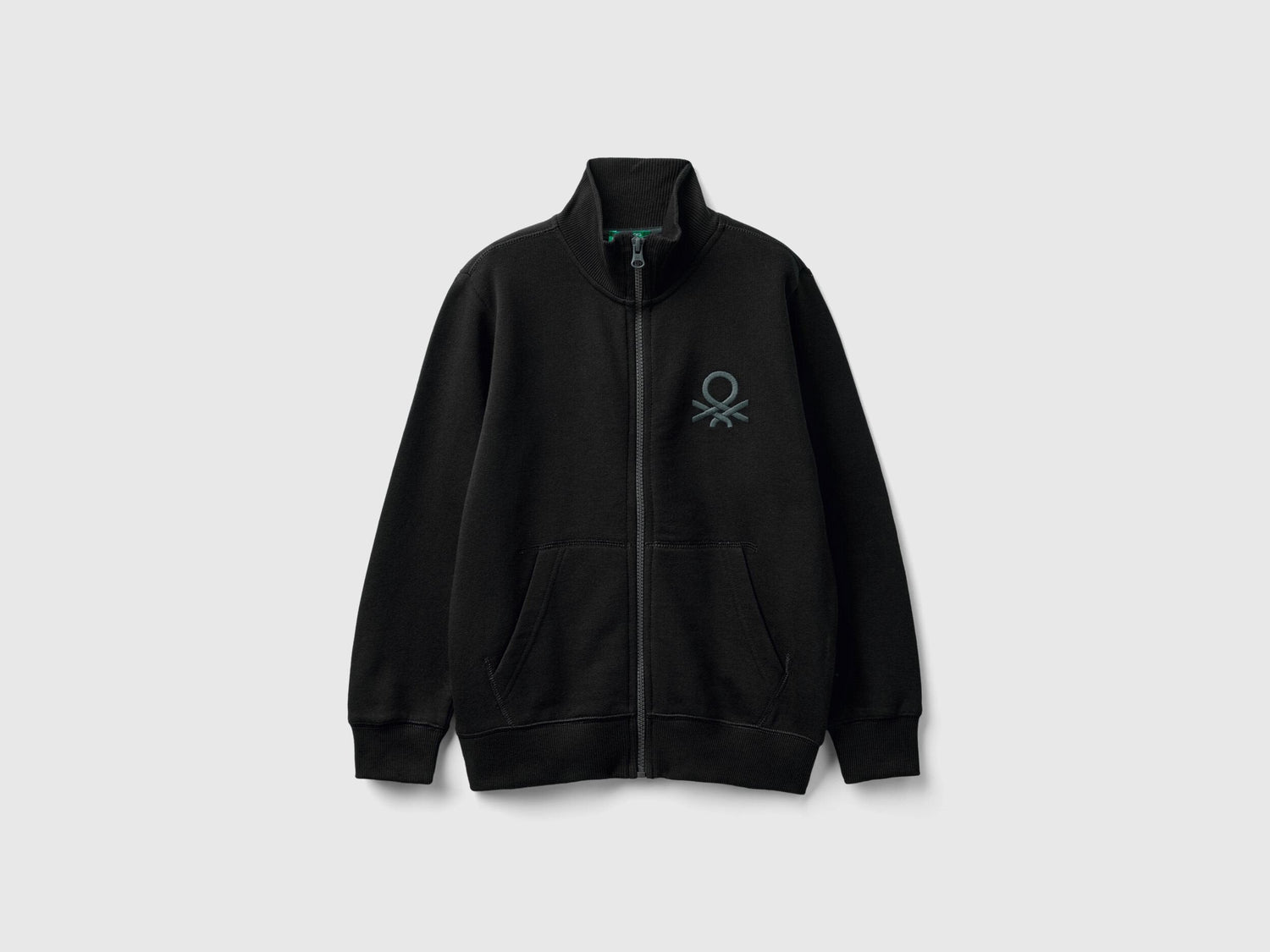 Benetton_Black_Pure Cotton Tracksuit with Zipper_C501B-CF058S_100_02
