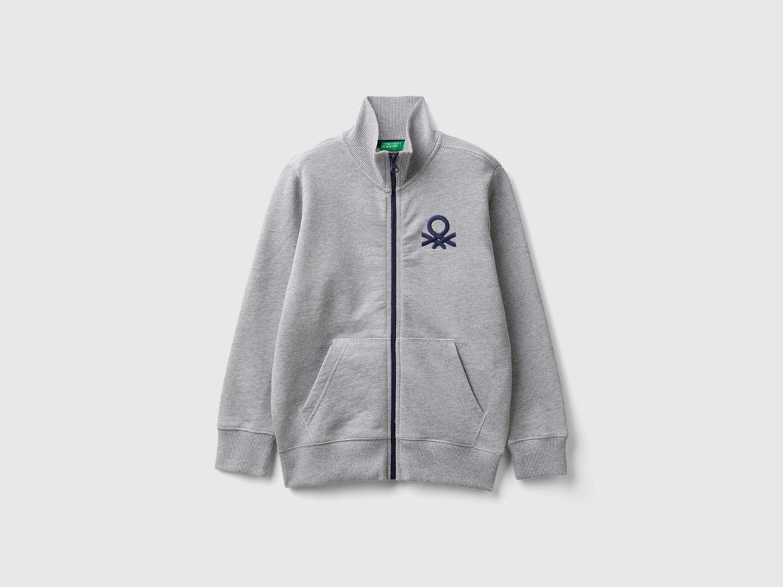 Benetton_Light Gray_Pure Cotton Tracksuit with Zipper_C501B-CF058S_501_02